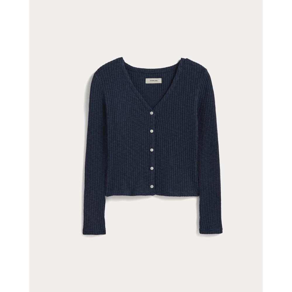 Everlane Women's Cozy Rib Cardigan in Navy, Size Small, Cotton